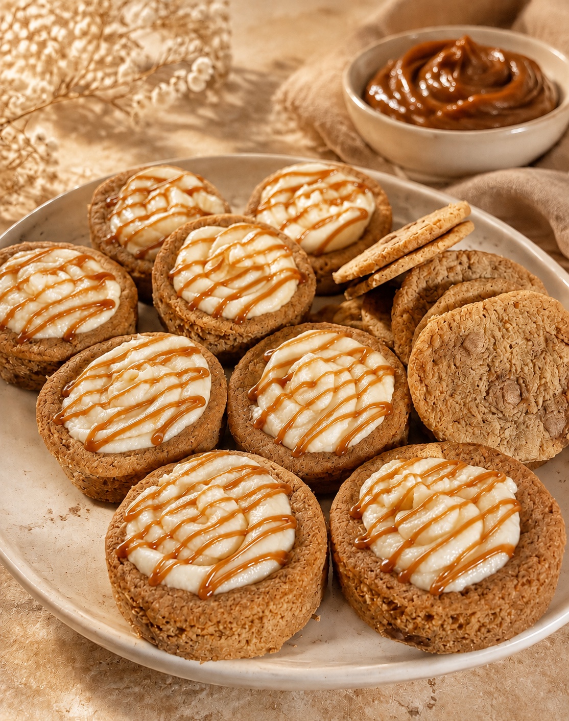 Dulce de Leche cookies with caramel drizzle