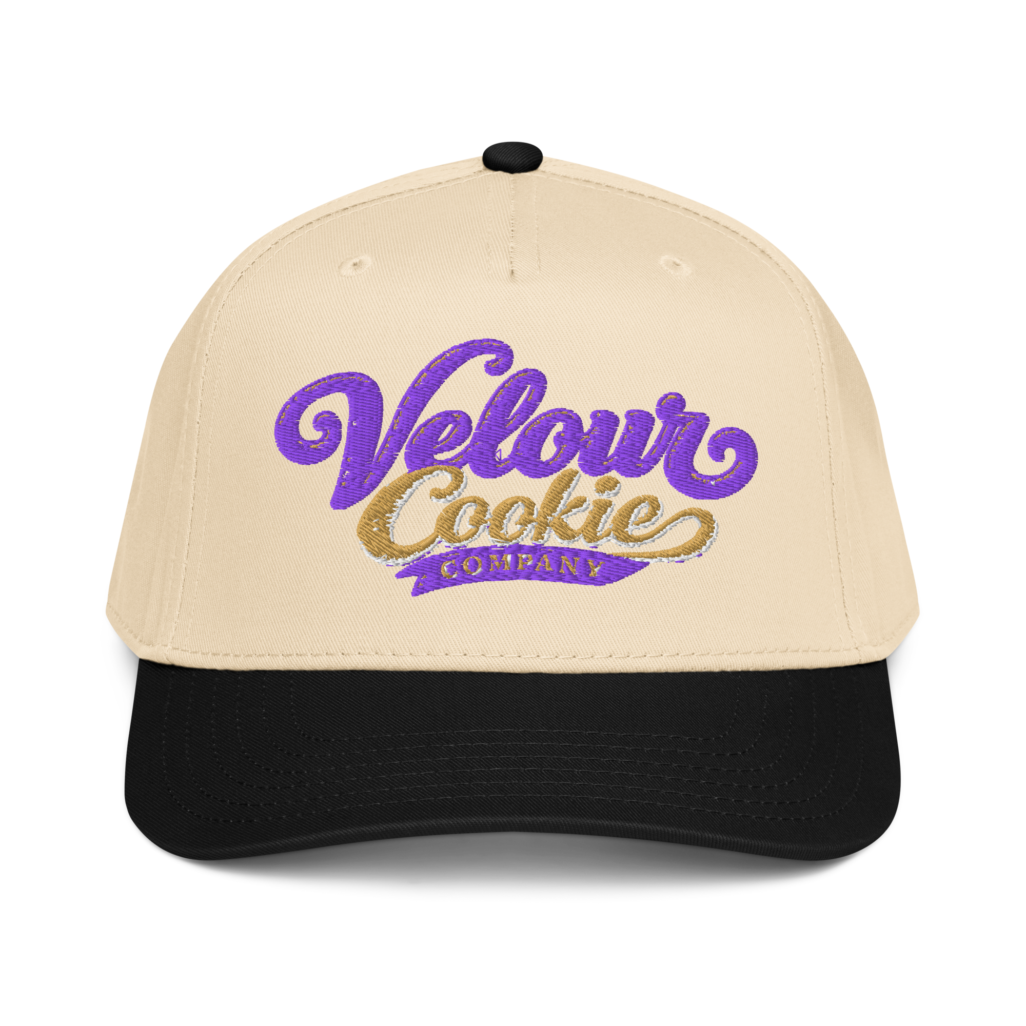 Velour Cookie Company logo on a black and natural cap